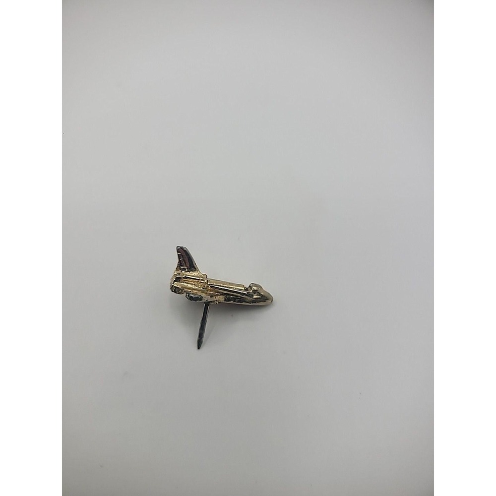 Vintage Downey Pin Tie Tack Jet Fighter Gold Tone Jewelry Costume